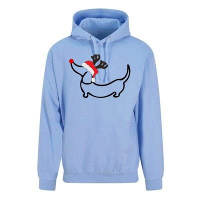 Christmas Dachshund Reindeer In Santa Hat Gift Unisex Surf Hoodie