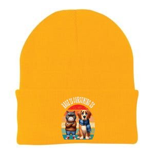 Cat & Dog Retro Silly Staring Rage Is Consuming Us Knit Cap Winter Beanie