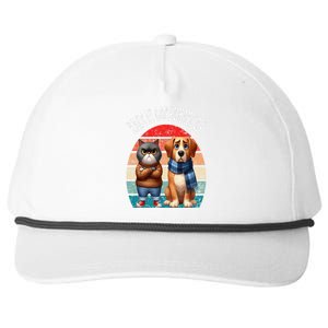 Cat & Dog Retro Silly Staring Rage Is Consuming Us Snapback Five-Panel Rope Hat