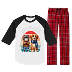 Cat & Dog Retro Silly Staring Rage Is Consuming Us Raglan Sleeve Pajama Set