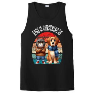 Cat & Dog Retro Silly Staring Rage Is Consuming Us PosiCharge Competitor Tank