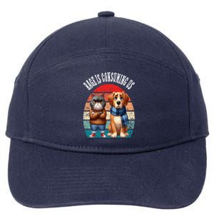 Cat & Dog Retro Silly Staring Rage Is Consuming Us 7-Panel Snapback Hat