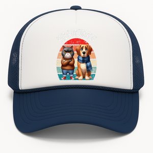 Cat & Dog Retro Silly Staring Rage Is Consuming Us Trucker Hat