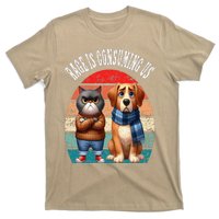 Cat & Dog Retro Silly Staring Rage Is Consuming Us T-Shirt