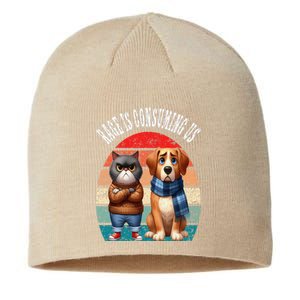 Cat & Dog Retro Silly Staring Rage Is Consuming Us Sustainable Beanie