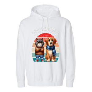 Cat & Dog Retro Silly Staring Rage Is Consuming Us Garment-Dyed Fleece Hoodie