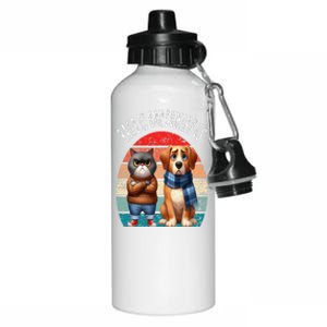 Cat & Dog Retro Silly Staring Rage Is Consuming Us Aluminum Water Bottle