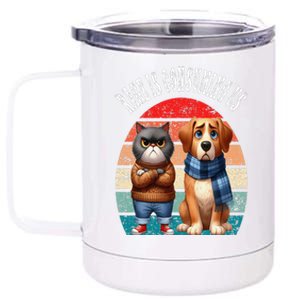 Cat & Dog Retro Silly Staring Rage Is Consuming Us 12 oz Stainless Steel Tumbler Cup