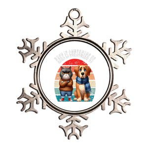 Cat & Dog Retro Silly Staring Rage Is Consuming Us Metallic Star Ornament