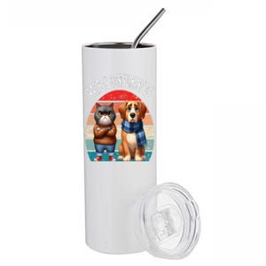 Cat & Dog Retro Silly Staring Rage Is Consuming Us Stainless Steel Tumbler