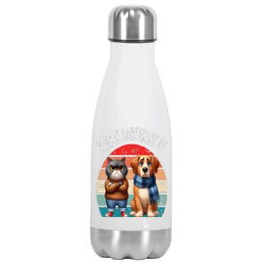 Cat & Dog Retro Silly Staring Rage Is Consuming Us Stainless Steel Insulated Water Bottle