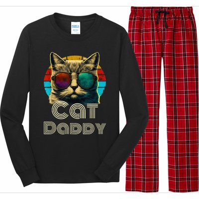 Cat Daddy, Retro Cat Dad, 80s, 90s, Vintage Long Sleeve Pajama Set