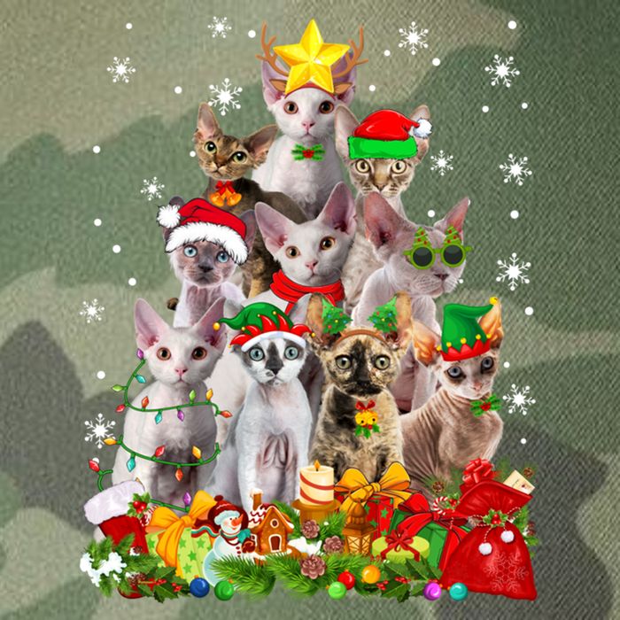 Christmas Devon Rex Cat Funny Xmas Tree Family Matching Gift Legacy Tie Dye Trucker Hat