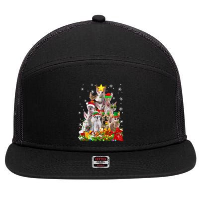 Christmas Devon Rex Cat Funny Xmas Tree Family Matching Gift 7 Panel Mesh Trucker Snapback Hat