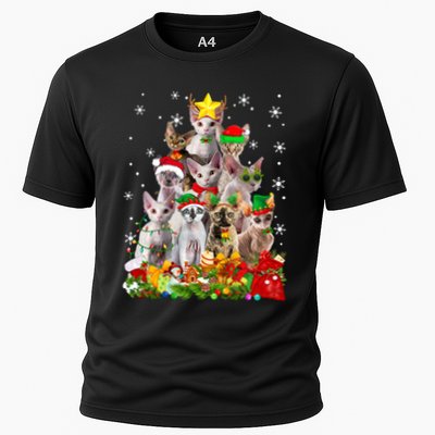 Christmas Devon Rex Cat Funny Xmas Tree Family Matching Gift Performance Shirt