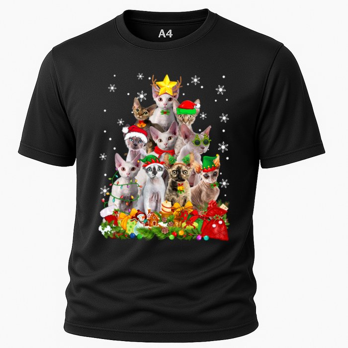Christmas Devon Rex Cat Funny Xmas Tree Family Matching Gift Performance Shirt