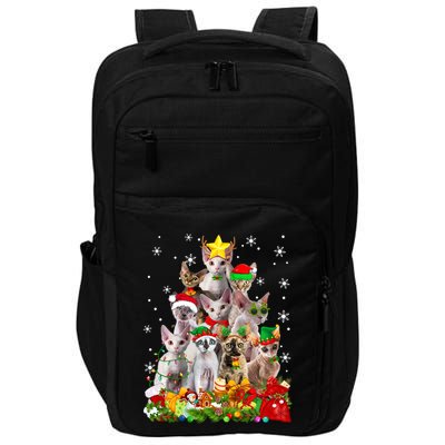 Christmas Devon Rex Cat Funny Xmas Tree Family Matching Gift Impact Tech Backpack