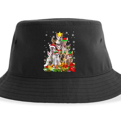 Christmas Devon Rex Cat Funny Xmas Tree Family Matching Gift Sustainable Bucket Hat