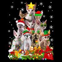 Christmas Devon Rex Cat Funny Xmas Tree Family Matching Gift Drawstring Bag