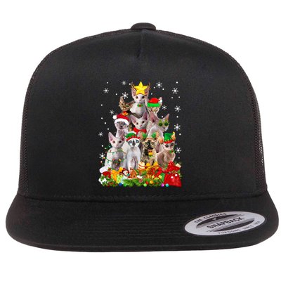 Christmas Devon Rex Cat Funny Xmas Tree Family Matching Gift Flatbill Hat