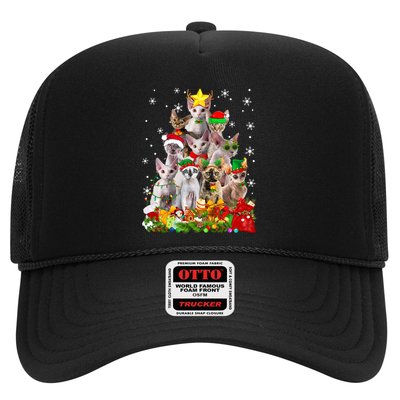 Christmas Devon Rex Cat Funny Xmas Tree Family Matching Gift Trucker Hat