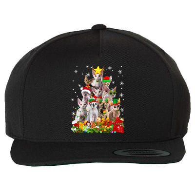 Christmas Devon Rex Cat Funny Xmas Tree Family Matching Gift Wool Snapback Cap