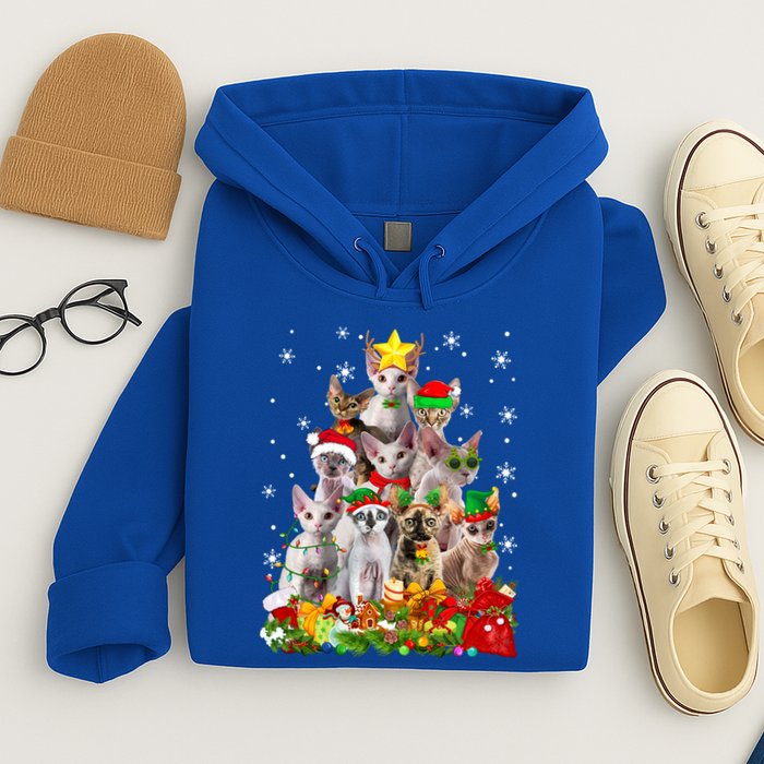 Christmas Devon Rex Cat Funny Xmas Tree Family Matching Gift Hoodie