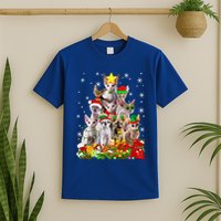 Christmas Devon Rex Cat Funny Xmas Tree Family Matching Gift T-Shirt