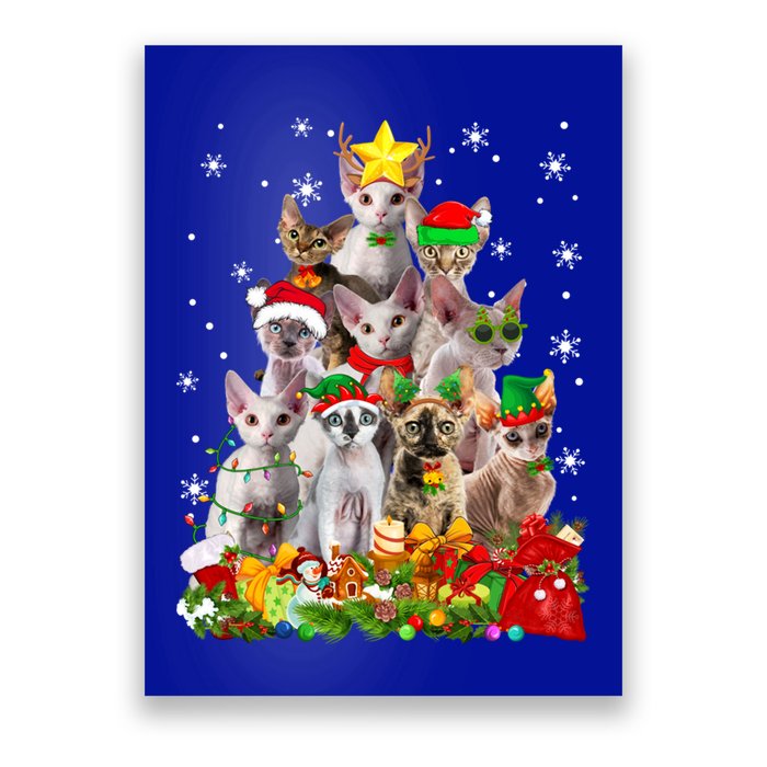 Christmas Devon Rex Cat Funny Xmas Tree Family Matching Gift Poster