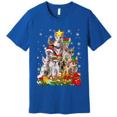 Christmas Devon Rex Cat Funny Xmas Tree Family Matching Gift Premium T-Shirt