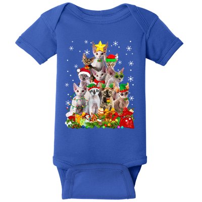 Christmas Devon Rex Cat Funny Xmas Tree Family Matching Gift Baby Bodysuit