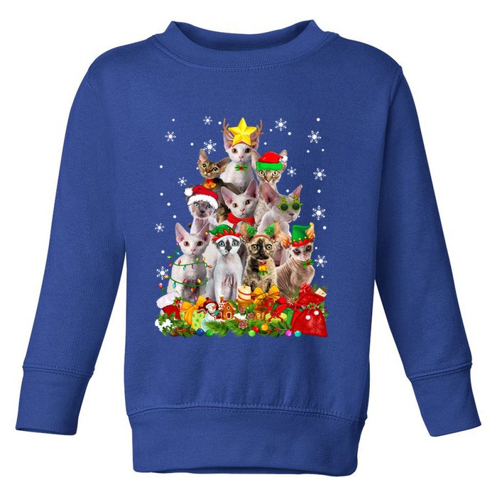 Christmas Devon Rex Cat Funny Xmas Tree Family Matching Gift Toddler Sweatshirt