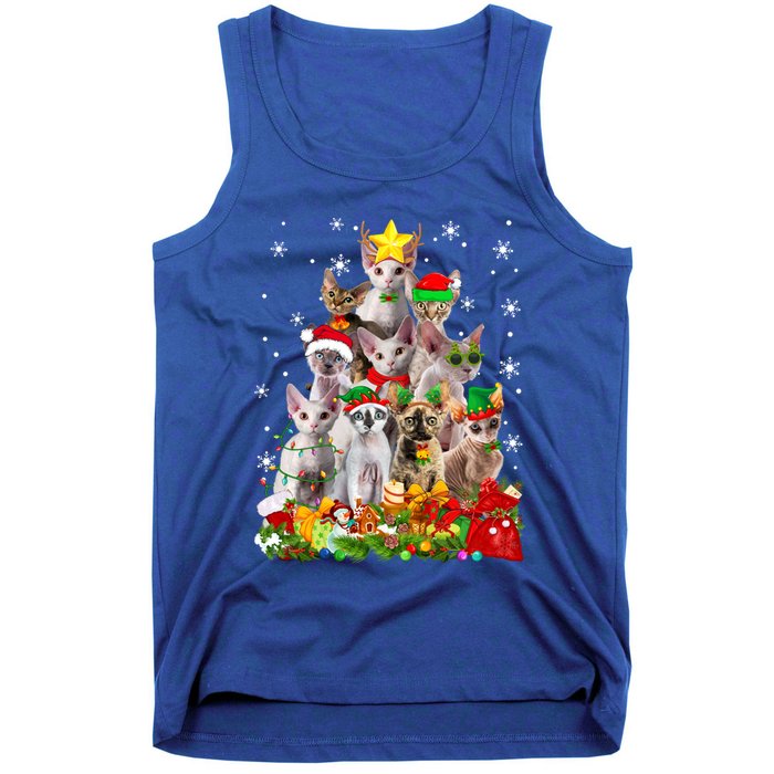 Christmas Devon Rex Cat Funny Xmas Tree Family Matching Gift Tank Top