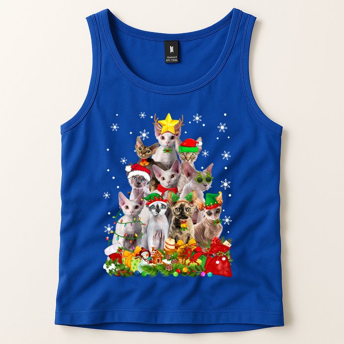 Christmas Devon Rex Cat Funny Xmas Tree Family Matching Gift Tank Top