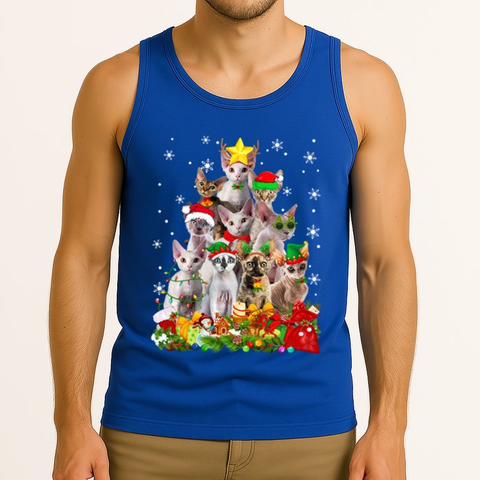 Christmas Devon Rex Cat Funny Xmas Tree Family Matching Gift Tank Top