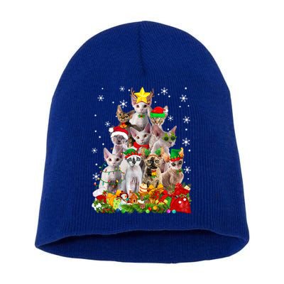 Christmas Devon Rex Cat Funny Xmas Tree Family Matching Gift Short Acrylic Beanie