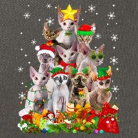 Christmas Devon Rex Cat Funny Xmas Tree Family Matching Gift Cotton Canvas Backpack