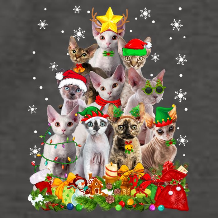 Christmas Devon Rex Cat Funny Xmas Tree Family Matching Gift Vector Backpack