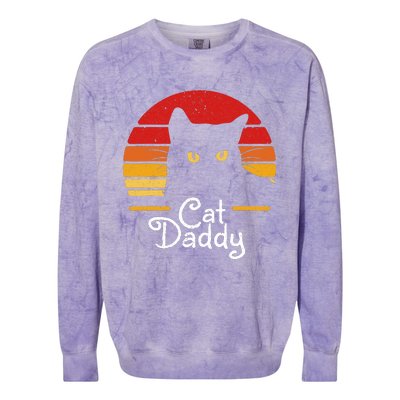 Cat Daddy Retro 70s 80s Black Cat Funny Cat Dad Gifts Colorblast Crewneck Sweatshirt