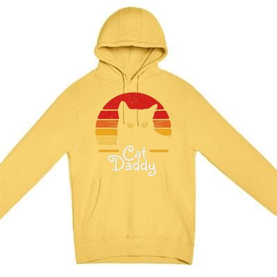 Cat Daddy Retro 70s 80s Black Cat Funny Cat Dad Gifts Premium Pullover Hoodie