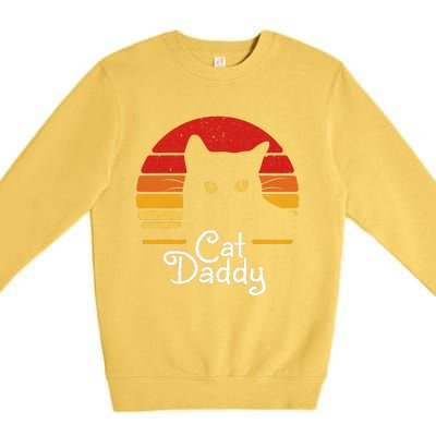 Cat Daddy Retro 70s 80s Black Cat Funny Cat Dad Gifts Premium Crewneck Sweatshirt