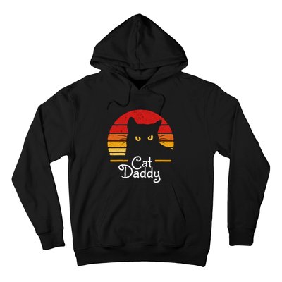 Cat Daddy Retro 70s 80s Black Cat Funny Cat Dad Gifts Hoodie