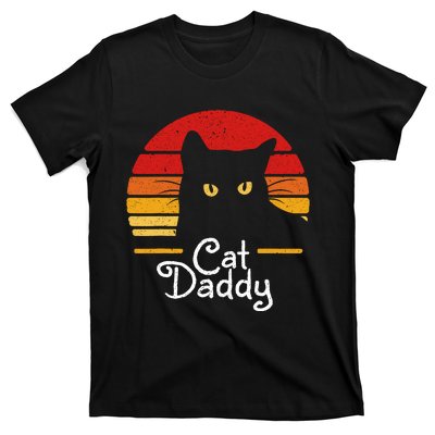 Cat Daddy Retro 70s 80s Black Cat Funny Cat Dad Gifts T-Shirt