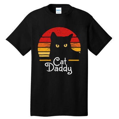 Cat Daddy Retro 70s 80s Black Cat Funny Cat Dad Gifts Tall T-Shirt