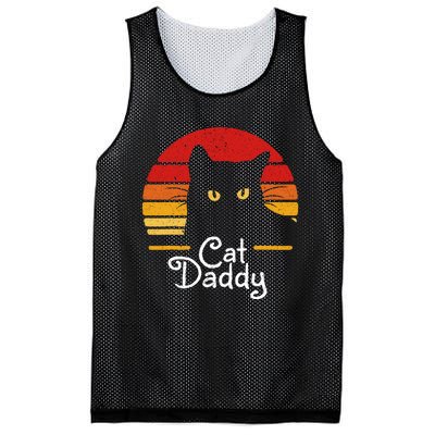 Cat Daddy Retro 70s 80s Black Cat Funny Cat Dad Gifts Mesh Reversible Basketball Jersey Tank