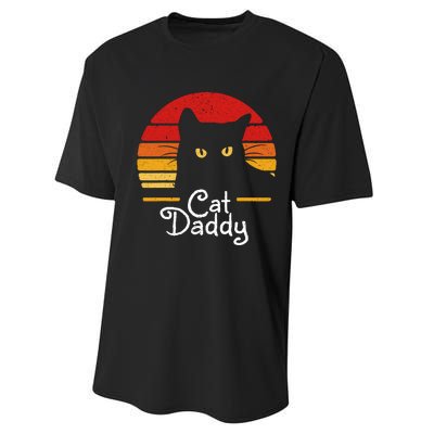 Cat Daddy Retro 70s 80s Black Cat Funny Cat Dad Gifts Performance Sprint T-Shirt