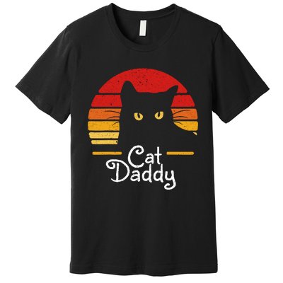 Cat Daddy Retro 70s 80s Black Cat Funny Cat Dad Gifts Premium T-Shirt