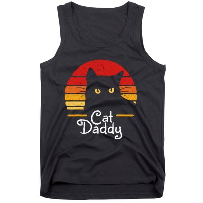 Cat Daddy Retro 70s 80s Black Cat Funny Cat Dad Gifts Tank Top