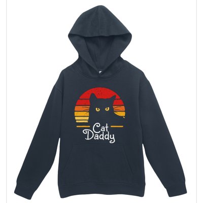 Cat Daddy Retro 70s 80s Black Cat Funny Cat Dad Gifts Urban Pullover Hoodie