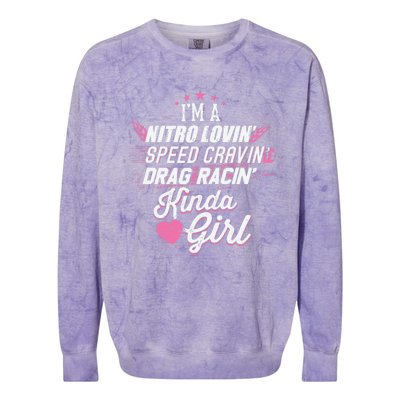 Cute Drag Racing Girl Nitro Lovin Speed Cravin Colorblast Crewneck Sweatshirt